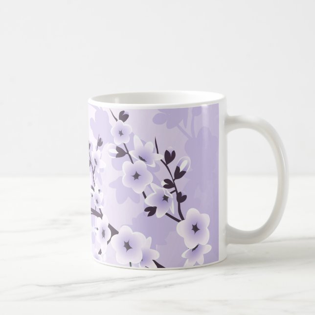 Cherry Blossom Purple Floral Coffee Mug (Right)