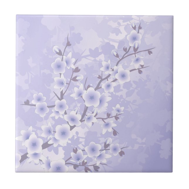Cherry Blossom Purple Floral  Tile (Front)