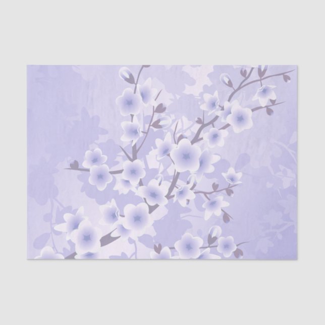 Cherry Blossom Purple Floral Tissue Paper (Front)