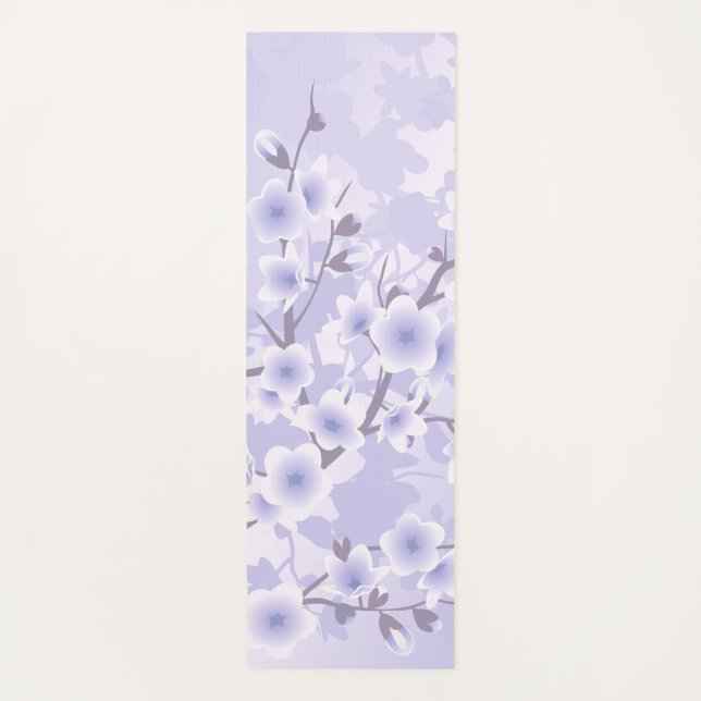 Cherry Blossom Purple Floral Yoga Mat (Front)
