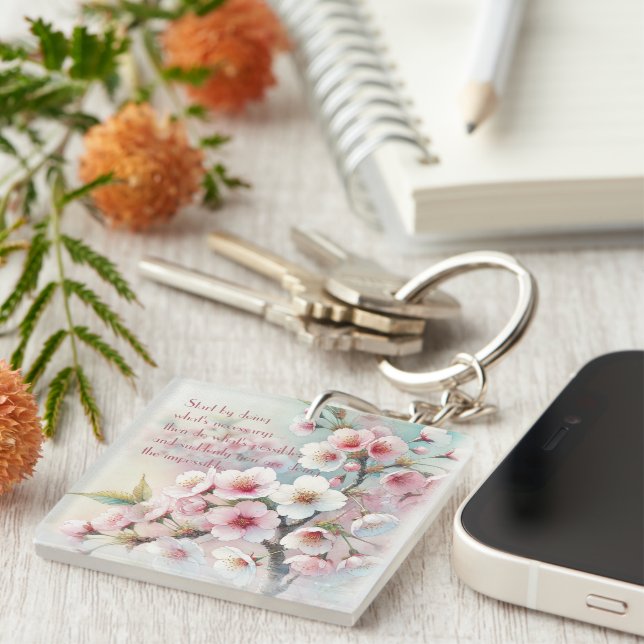 Cherry Blossom & Quote Keychain (Front Right)