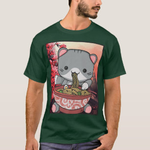 Cherry Blossom Ramen Cat Kawaii            T-Shirt