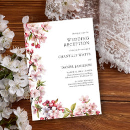 Cherry Blossom Reception Only Spring Wedding Invitation