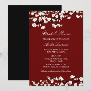 Cherry Blossom Red Bridal Showeuse Invitation