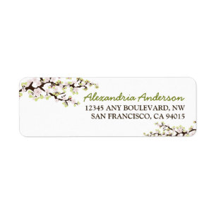 Cherry Blossom Return Address Label (lime)