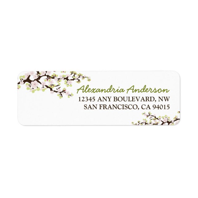 Cherry Blossom Return Address Label (lime) (Front)