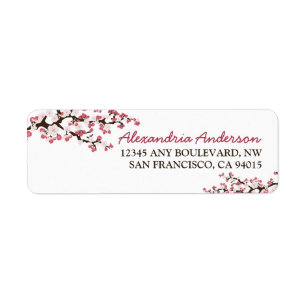 Cherry Blossom Return Address Label (pink)