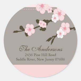Cherry Blossom Return Address Wedding Sticker
