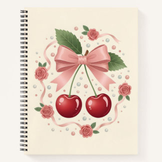 Cherry Blossom Ribbon Spiral Notebook