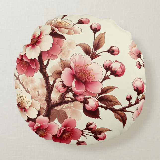 Cherry Blossom Round Pillow (Front)