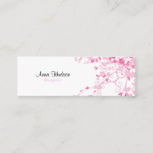 Cherry Blossom, Sakura Flowers - Pink White Mini Business Card