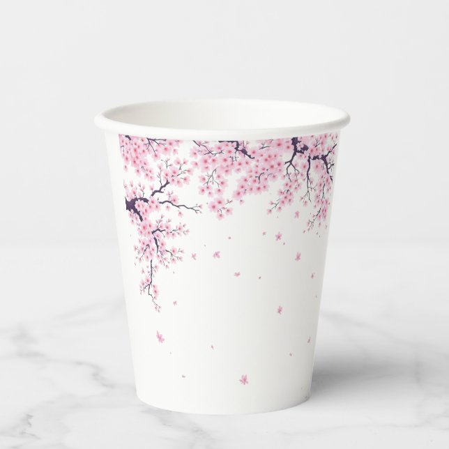 Cherry Blossom Sakura Japanese Art Tote  Paper Cups (Front)