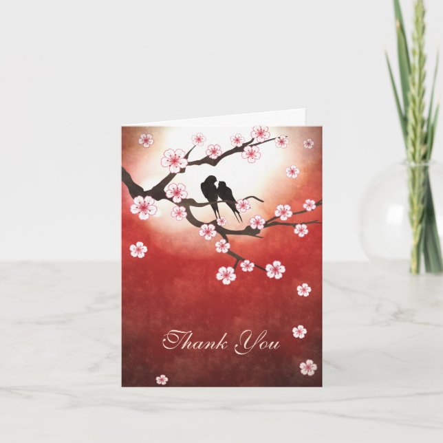 Cherry Blossom Sakura&Love Birds Thank You Wedding (Front)