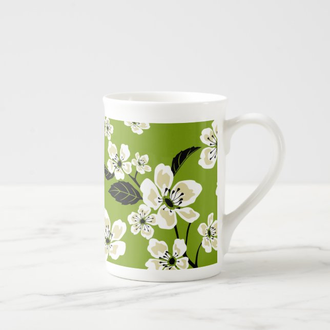 CHERRY BLOSSOM - SAKURA (MATCHA GREEN) BONE CHINA MUG (Right)