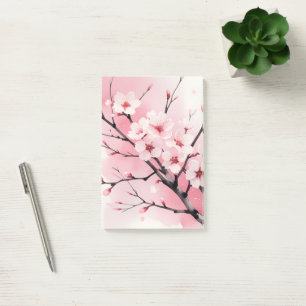 Cherry Blossom Sakura Notebook   Elegant Pink Wate Post-it Notes