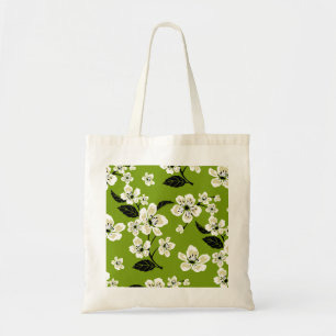 CHERRY BLOSSOM - SAKURA PATTERN IN MATCHA GREEN TOTE BAG