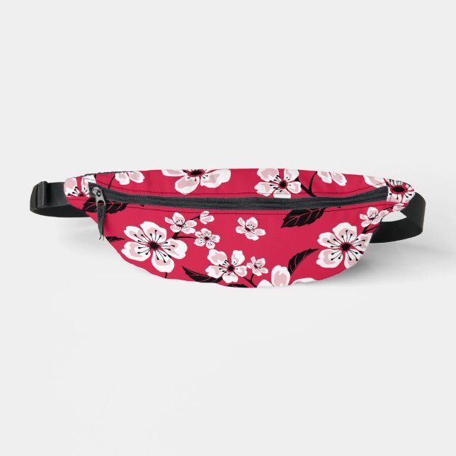 CHERRY BLOSSOM - SAKURA PATTERN IN RED FANNY PACK (Front)