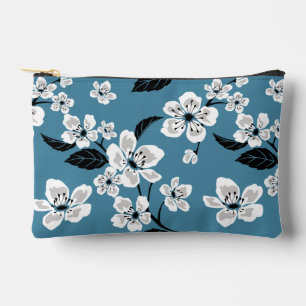 CHERRY BLOSSOM - SAKURA PATTERN IN SMOKY BLUE ACCESSORY POUCH