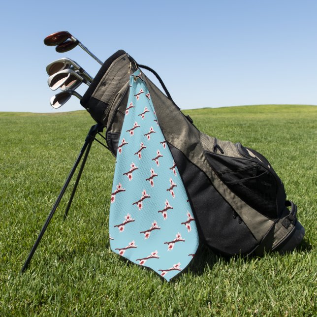 Cherry Blossom, Sakura, Pink Floral Pattern Golf Towel (Green)