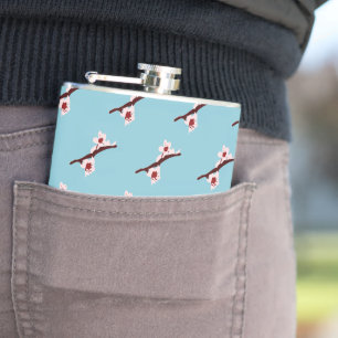 Cherry Blossom, Sakura, Pink Floral Pattern Hip Flask