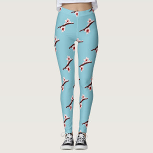 Cherry Blossom, Sakura, Pink Floral Pattern Leggings