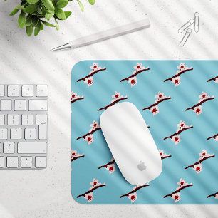 Cherry Blossom, Sakura, Pink Floral Pattern Mouse Pad