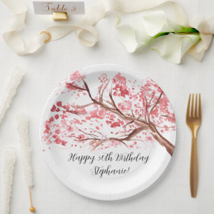 Cherry blossom Sakura Pink Floral Pretty Birthday  Paper Plate