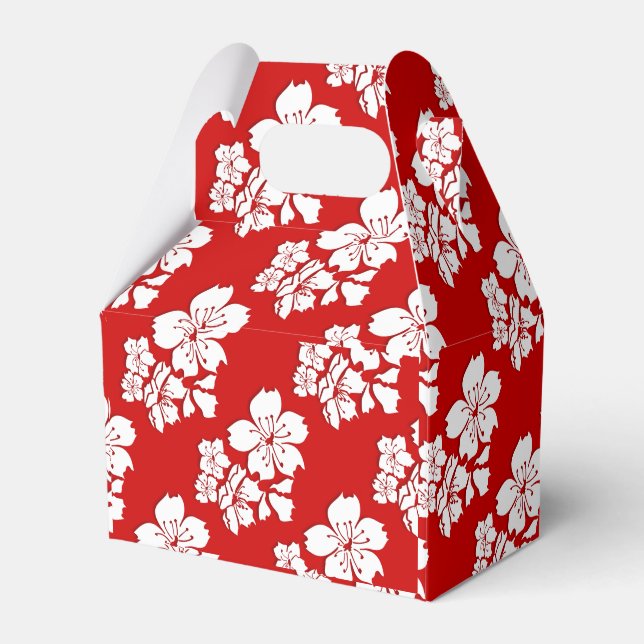 Cherry blossom sakura red japanese favor box (Front Side)
