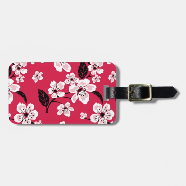 CHERRY BLOSSOM - SAKURA (RED) LUGGAGE TAG (Front Horizontal)