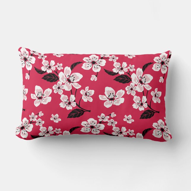 CHERRY BLOSSOM - SAKURA (RED) LUMBAR PILLOW (Front)