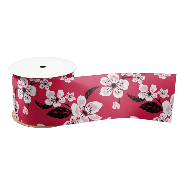 CHERRY BLOSSOM - SAKURA (RED) SATIN RIBBON (Spool)