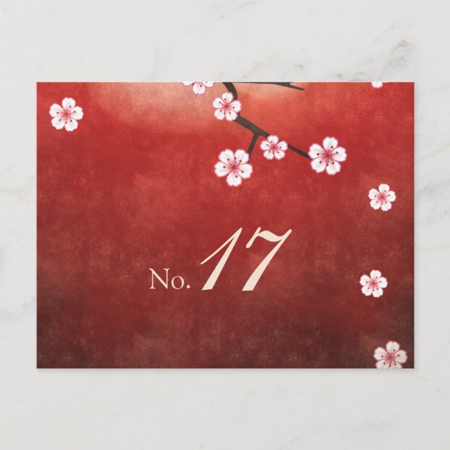 Cherry Blossom Sakura Table Number Card (Front)