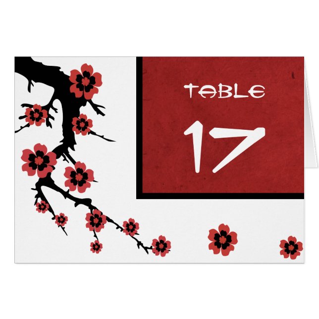 Cherry Blossom Sakura Table Number Card (Front Horizontal)
