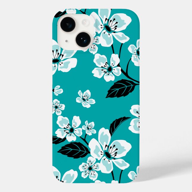 CHERRY BLOSSOM - SAKURA (TEAL) Case-Mate iPhone CASE (Back)