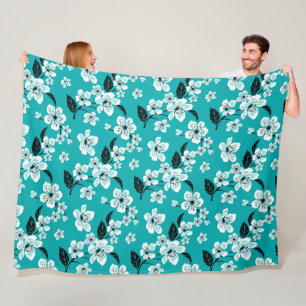 CHERRY BLOSSOM - SAKURA (TEAL) FLEECE BLANKET