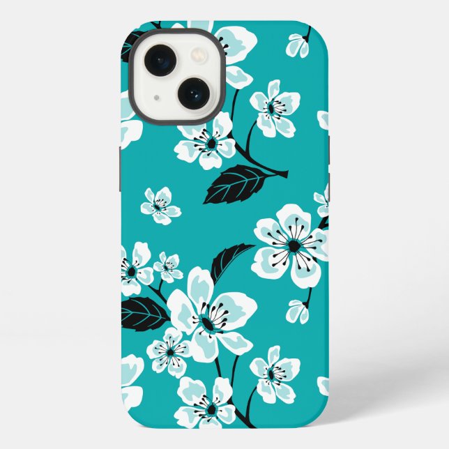 CHERRY BLOSSOM - SAKURA (TEAL) iPhone CASE (Back)