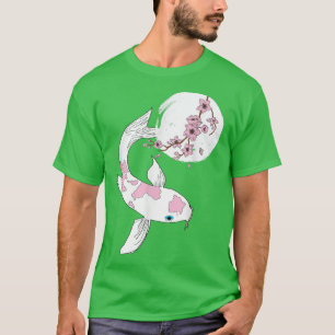 Cherry Blossom Sakura Tree Koi Carp Pink Flower Tr T-Shirt