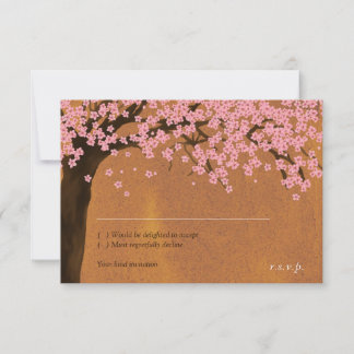 Cherry Blossom Sakura Watercolor (Sunset) RSVP Card