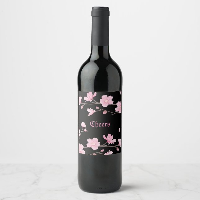Cherry Blossom – Sakura Wine Bottle Label (Front)
