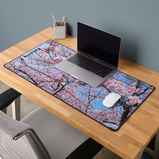 Cherry Blossom Sakuras Oriental Floral Natural Desk Mat (Office 2)