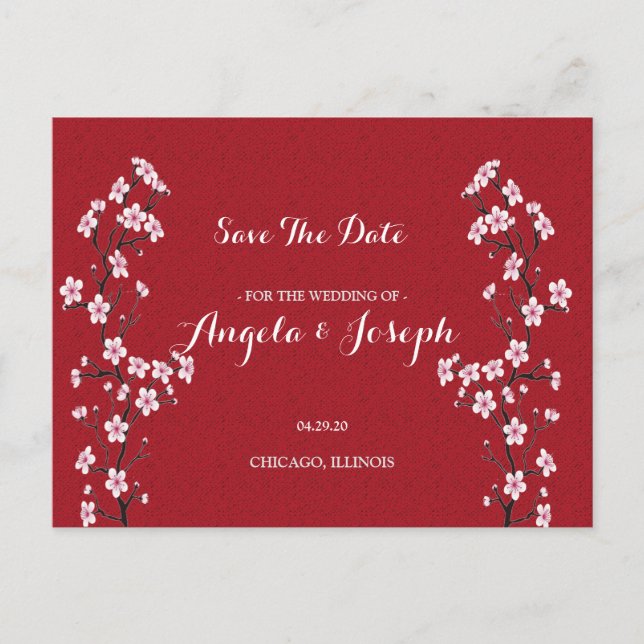 Cherry Blossom  Save the Date Card (Front)