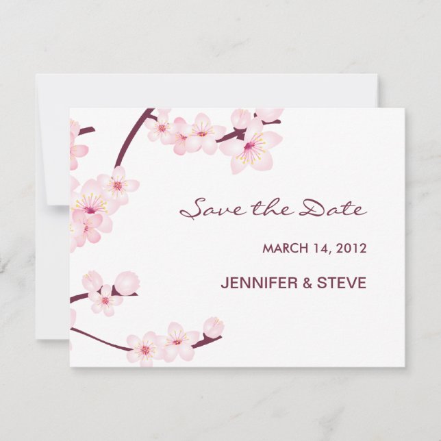 Cherry Blossom Save The Date Card (Front)