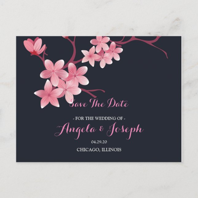 Cherry Blossom  Save the Date Card (Front)