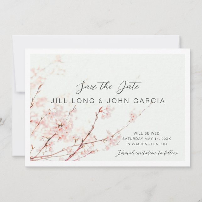 Cherry Blossom Save the Date Invitation (Front)