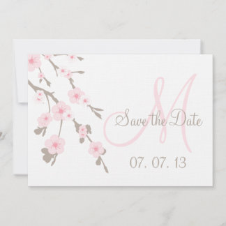 Cherry Blossom Save the Date Pink Taupe Invitation