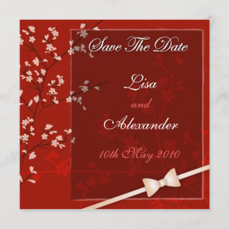 Cherry Blossom Save The Date :: Red