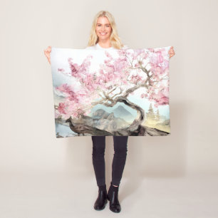 Cherry Blossom Serenade Fleece Blanket