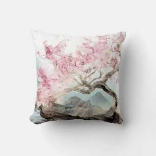 Cherry Blossom Serenade Throw Pillow