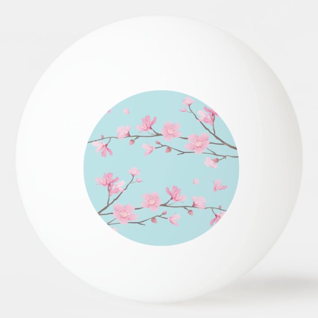 Cherry Blossom - Sky Blue Ping Pong Ball (Front)