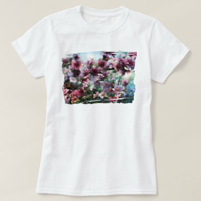 Cherry Blossom Splash Flowers T-Shirt (Design Front)